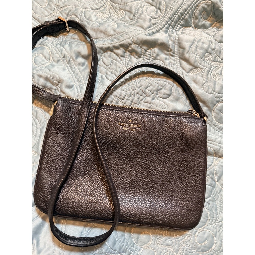 Kate Spade Black Pebble Leather Small Crossbody Purse Handbag